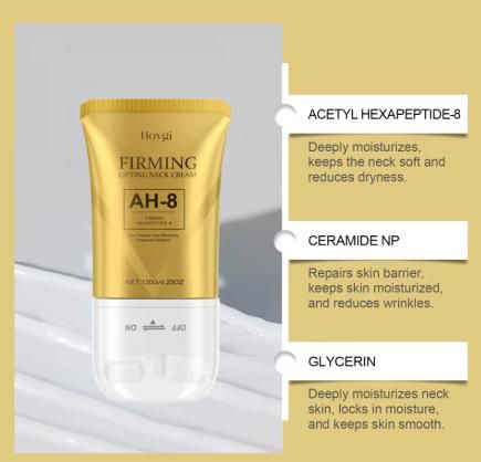 Firming Neck Cream with Roller Moisturizing Tightening Lotion Jawline Double Chin Lifting Massage Anti Aging Neck Skin Care